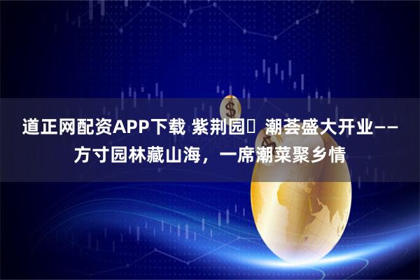 道正网配资APP下载 紫荆园・潮荟盛大开业——方寸园林藏山海，一席潮菜聚乡情